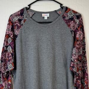 Lularoe Randy Gray Baseball Tee Size 2XL